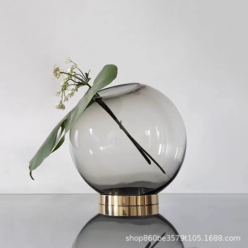 造心家具|丹麦北欧简约圆形玻璃花瓶 餐厅客厅酒店装饰花器 清仓